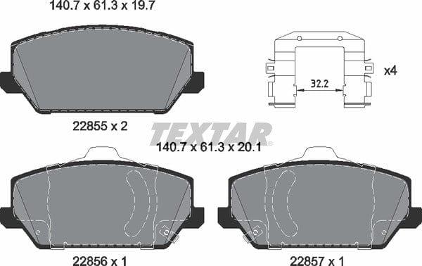 Textar Brake Pads Full Set Of 4 Front With Accessories 2285501 - image 5