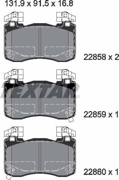 Textar Brake Pads Full Set Of 4 Front With Counterweights 2285801 - image 5