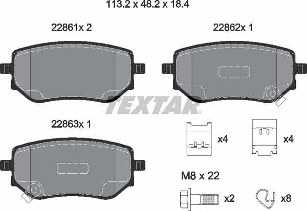 Textar Brake Pads Full Set Of 4 Rear With Brake Caliper Screws With Accessories 2286101 - image 5