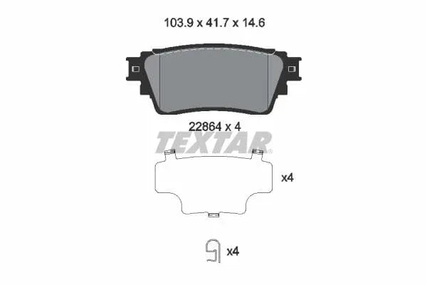 Textar Brake Pads Full Set Of 4 Rear With Accessories 2286401 - image 4