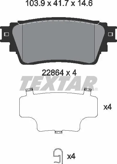 Textar Brake Pads Full Set Of 4 Rear With Accessories 2286401 - image 5