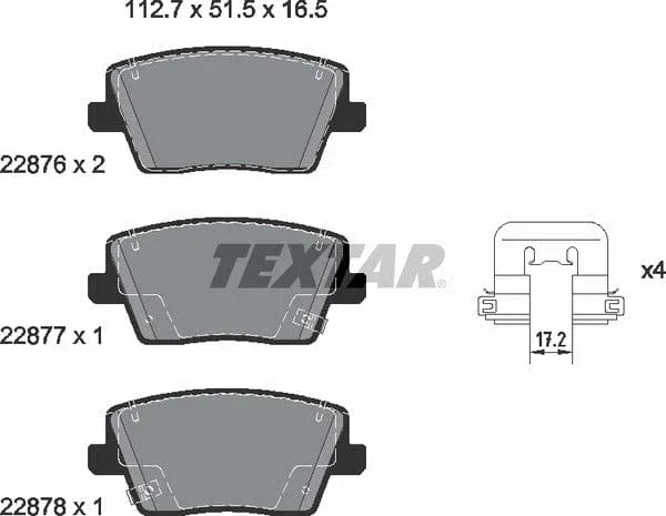 Textar Brake Pads Full Set Of 4 Rear With Accessories 2287601 - image 5