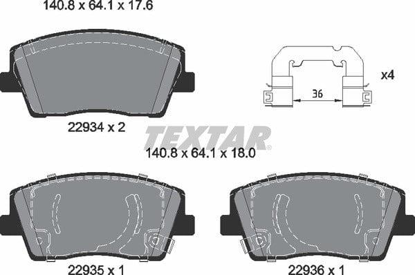 Textar Brake Pads Full Set Of 4 Front With Accessories 2293401 - image 5