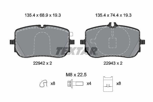 Textar Brake Pads Full Set Of 4 Front With Brake Caliper Screws With Accessories 2294201 - image 4