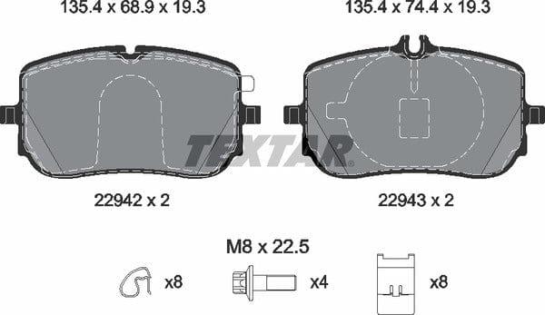 Textar Brake Pads Full Set Of 4 Front With Brake Caliper Screws With Accessories 2294201 - image 5