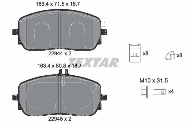 Textar Brake Pads Full Set Of 4 Front With Brake Caliper Screws With Accessories 2294401 - image 4