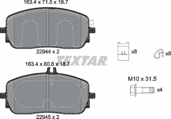 Textar Brake Pads Full Set Of 4 Front With Brake Caliper Screws With Accessories 2294401 - image 5