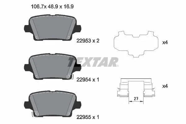 Textar Brake Pads Full Set Of 4 Rear With Accessories 2295301 - image 4