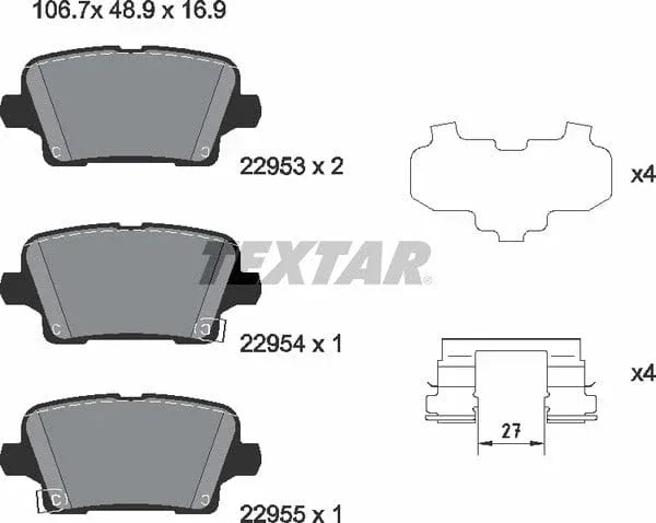 Textar Brake Pads Full Set Of 4 Rear With Accessories 2295301 - image 5