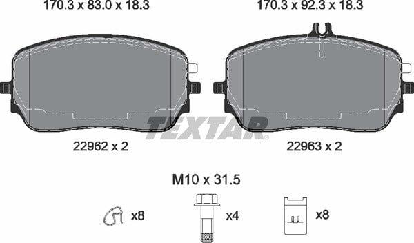 Textar Brake Pads Full Set Of 4 Front With Brake Caliper Screws With Accessories 2296201 - image 5