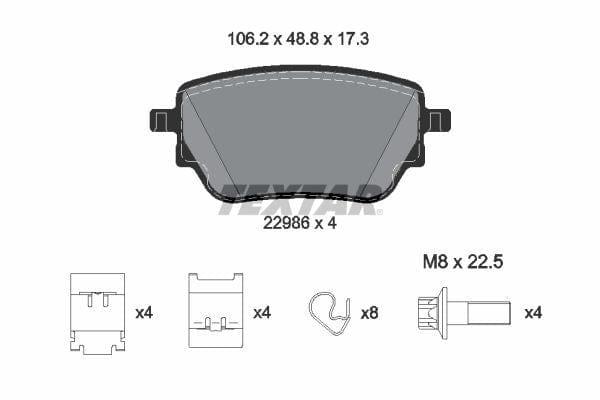 Textar Brake Pads Full Set Of 4 Rear With Brake Caliper Screws With Accessories 2298601 - image 4