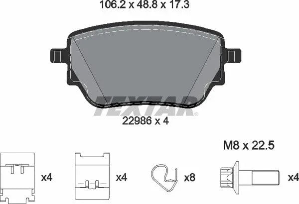 Textar Brake Pads Full Set Of 4 Rear With Brake Caliper Screws With Accessories 2298601 - image 5