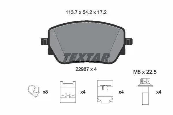 Textar Brake Pads Full Set Of 4 Rear With Bolts Screws With Accessories 2298701 - image 4