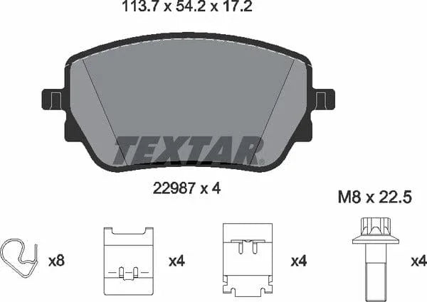 Textar Brake Pads Full Set Of 4 Rear With Bolts Screws With Accessories 2298701 - image 5