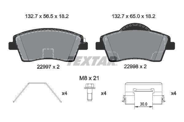 Textar Brake Pads Full Set Of 4 Front With Brake Caliper Screws With Accessories 2299701 - image 4