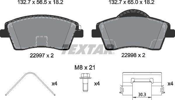 Textar Brake Pads Full Set Of 4 Front With Brake Caliper Screws With Accessories 2299701 - image 5