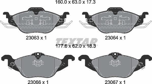 Textar Brake Pads Full Set Of 4 Front 2306302 - image 5