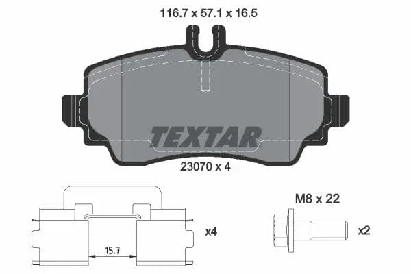 Textar Brake Pads Full Set Of 4 Front With Brake Caliper Screws With Accessories 2307003 - image 4