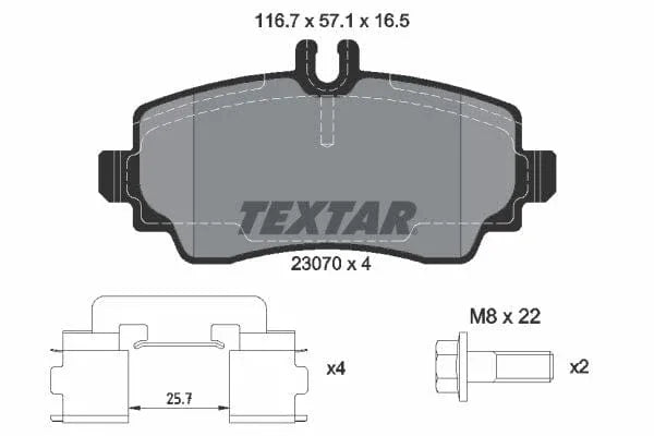 Textar Brake Pads Full Set Of 4 Front With Brake Caliper Screws With Accessories 2307004 - image 4