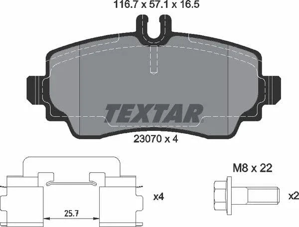 Textar Brake Pads Full Set Of 4 Front With Brake Caliper Screws With Accessories 2307004 - image 5