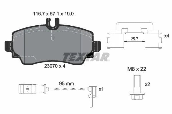 Textar Brake Pads Full Set Of 4 Front With Brake Caliper Screws With Accessories 2307005 - image 4