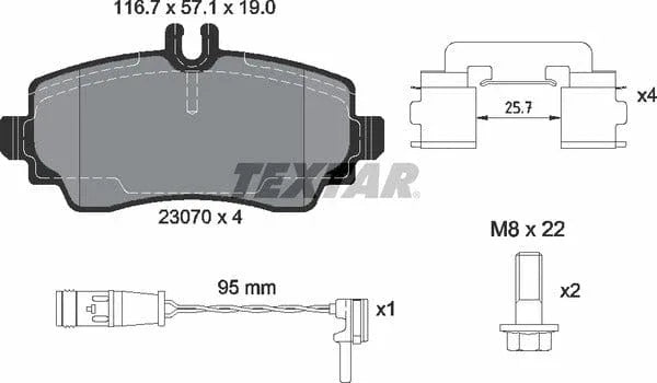 Textar Brake Pads Full Set Of 4 Front With Brake Caliper Screws With Accessories 2307005 - image 5