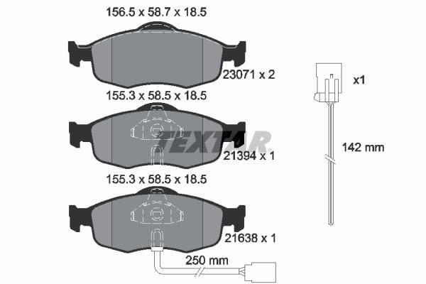 Textar Brake Pads Full Set Of 4 Front With Accessories 2307104 - image 4