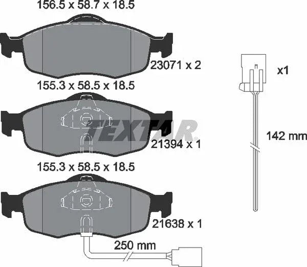 Textar Brake Pads Full Set Of 4 Front With Accessories 2307104 - image 5
