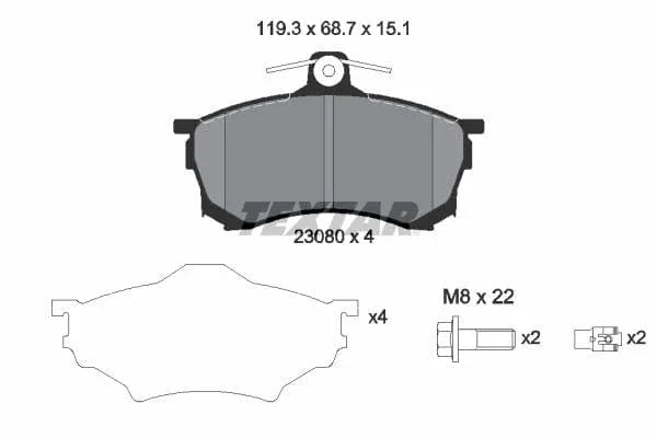 Textar Brake Pads Full Set Of 4 Front With Brake Caliper Screws 2308001 - image 4