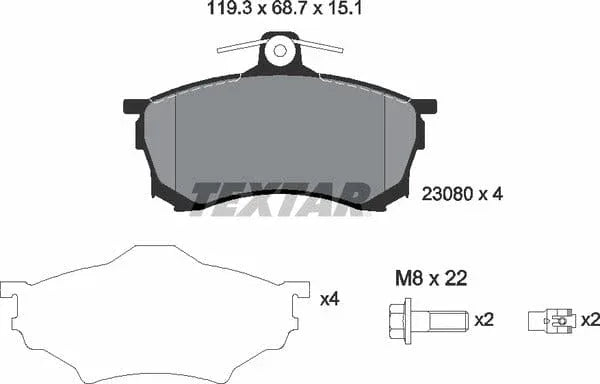 Textar Brake Pads Full Set Of 4 Front With Brake Caliper Screws 2308001 - image 5