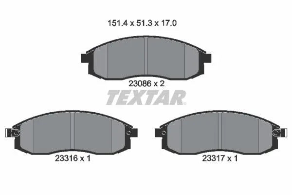 Textar Brake Pads Full Set Of 4 Front 2308601 - image 4