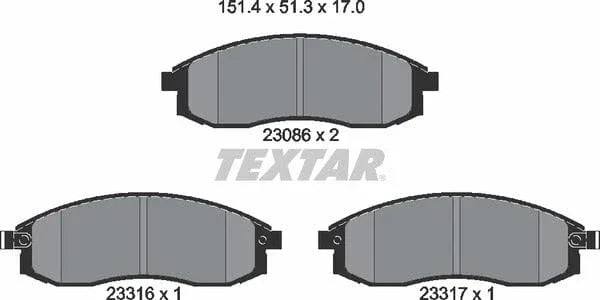 Textar Brake Pads Full Set Of 4 Front 2308601 - image 5