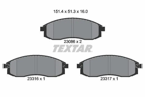 Textar Brake Pads Full Set Of 4 Front 2308602 - image 4