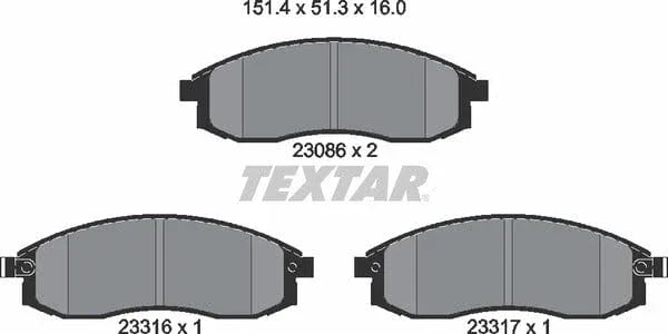 Textar Brake Pads Full Set Of 4 Front 2308602 - image 5