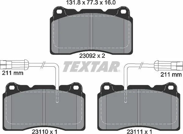 Textar Brake Pads Full Set Of 4 Front 2309201 - image 5