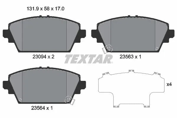 Textar Brake Pads Full Set Of 4 Front 2309401 - image 4