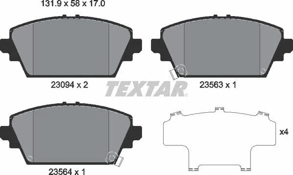 Textar Brake Pads Full Set Of 4 Front 2309401 - image 5