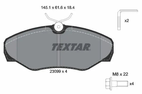 Textar Brake Pads Full Set Of 4 Front With Brake Caliper Screws 2309902 - image 4