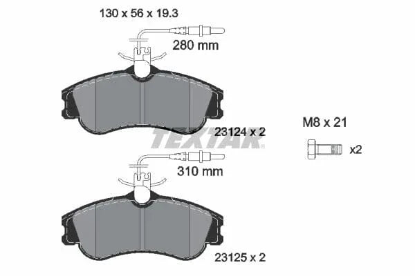 Textar Brake Pads Full Set Of 4 Front With Brake Caliper Screws 2312401 - image 4