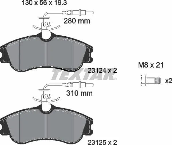 Textar Brake Pads Full Set Of 4 Front With Brake Caliper Screws 2312401 - image 5