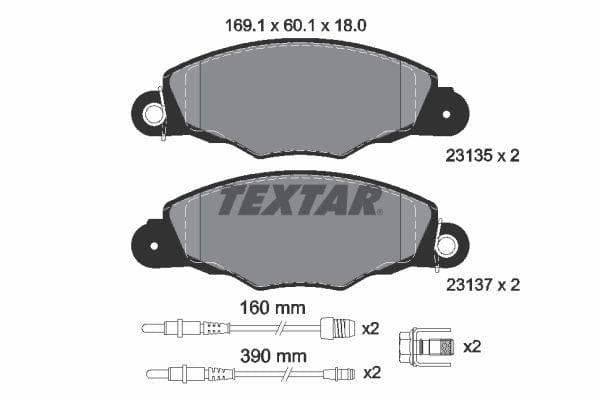 Textar Brake Pads Full Set Of 4 Front With Brake Caliper Screws 2313503 - image 4