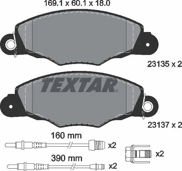 Textar Brake Pads Full Set Of 4 Front With Brake Caliper Screws 2313503 - image 5