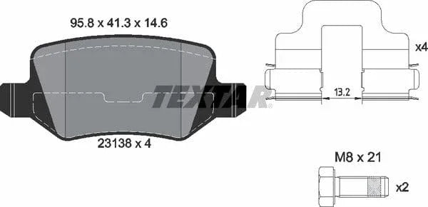 Textar Brake Pads Full Set Of 4 Rear With Brake Caliper Screws With Accessories 2313805 - image 5
