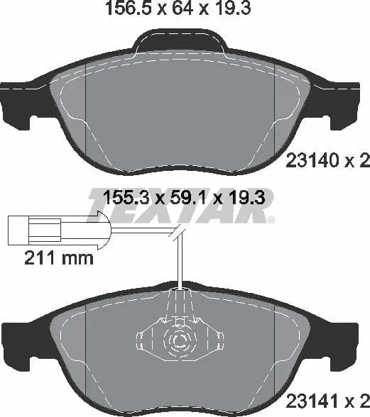 Textar Brake Pads Full Set Of 4 Front 2314002 - image 5