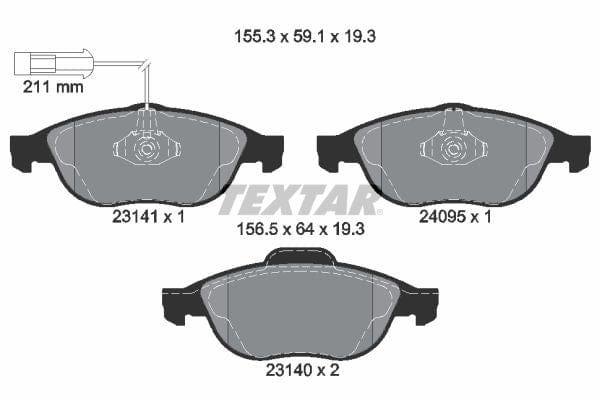 Textar Brake Pads Full Set Of 4 Front 2314101 - image 4