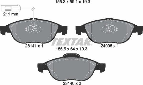 Textar Brake Pads Full Set Of 4 Front 2314101 - image 5