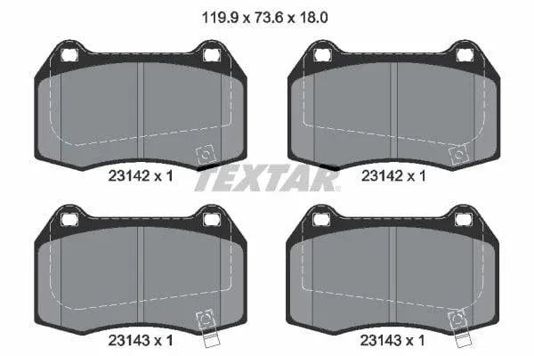 Textar Brake Pads Full Set Of 4 Front With Accessories 2314204 - image 4