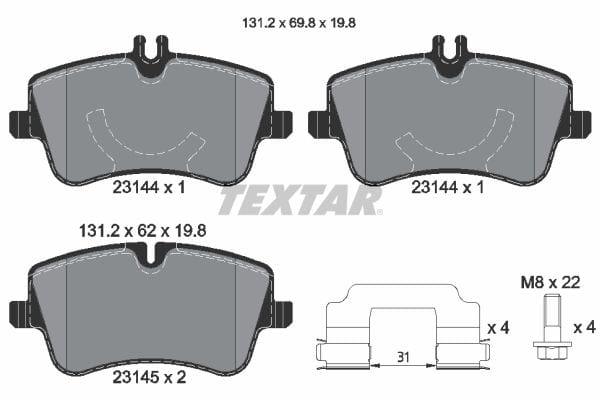 Textar Brake Pads Full Set Of 4 Front With Brake Caliper Screws With Accessories 2314401 - image 4
