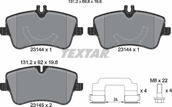 Textar Brake Pads Full Set Of 4 Front With Brake Caliper Screws With Accessories 2314402 - image 5