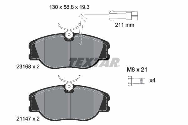 Textar Brake Pads Full Set Of 4 Front With Brake Caliper Screws 2316803 - image 4